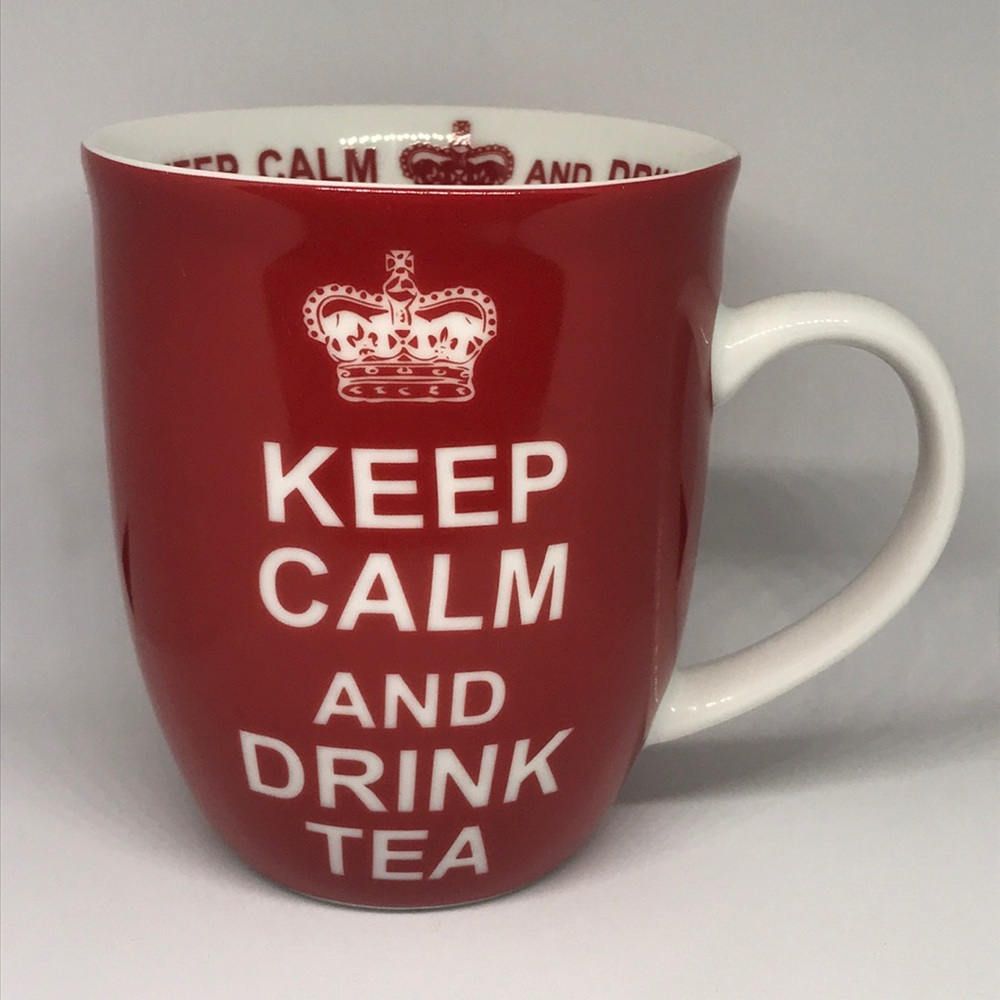 Keep Calm and Drink Tea Red and White Holiday Mug